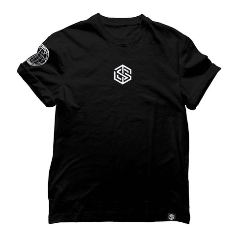 Technostoff Stripe regular T-Shirt in schwarz von vorne